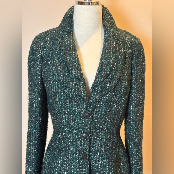 Vintage Thierry Mugler Green Tweed Wool Jacket Size 42 - Picture 12 of 12